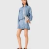 Kort denim shirt met strass