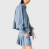 Kort denim shirt met strass