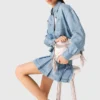 Kort denim shirt met strass