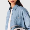 Kort denim shirt met strass
