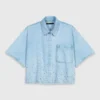 Kort denim shirt met strass