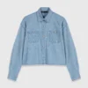 Kort denim shirt met strass