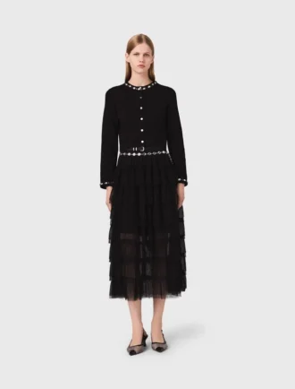 Kort vest met sieradenaccenten