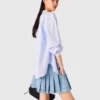 Korte denim rok met plooien en strass