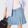 Korte denim rok met plooien en strass