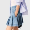 Korte denim rok met plooien en strass