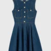 Korte uitlopende denimjurk
