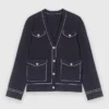 Lang gebreid vest met stiksels