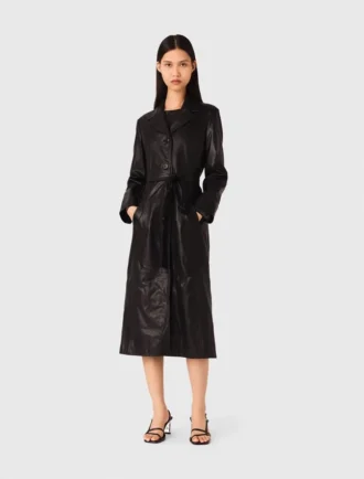 Lange leren trenchcoat
