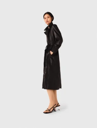 Lange leren trenchcoat