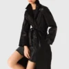 Lange leren trenchcoat