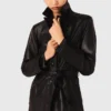 Lange leren trenchcoat