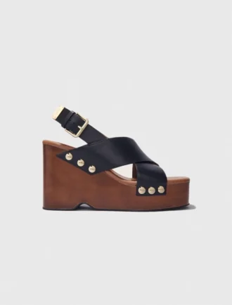 Leren plateausandalen