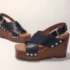 Leren plateausandalen