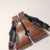 Leren plateausandalen