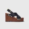 Leren plateausandalen