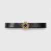 Leren riem met Clover-logo