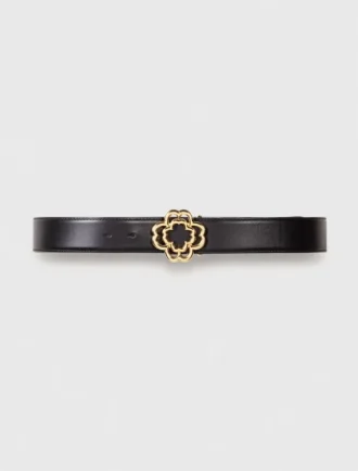 Leren riem met Clover-logo