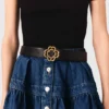 Leren riem met Clover-logo