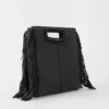 M Bag van glad leer met franjes