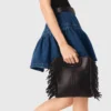 M Bag van glad leer met franjes