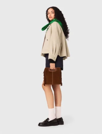 M Bag van suède met stiksels
