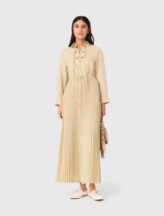 Maxi-jurk met plooien en oogjes