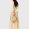 Maxi-jurk met plooien en oogjes