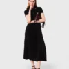 Maxi-jurk met plooien en polokraag Maxi-jurk met plooien en polokraag