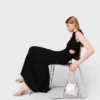 Maxi-jurk met uitsnijding in de taille