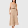 Maxi-jurk van gebreide stof met strass
