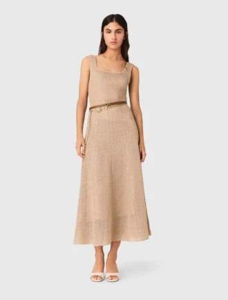 Maxi-jurk van gebreide stof met strass