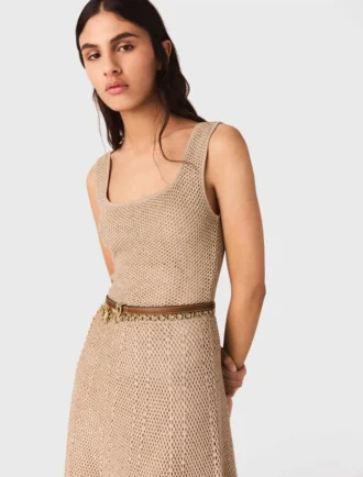 Maxi-jurk van gebreide stof met strass