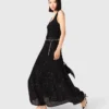 Maxi-jurk van gebreide stof met strass