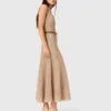 Maxi-jurk van gebreide stof met strass