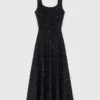 Maxi-jurk van gebreide stof met strass
