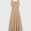 Maxi-jurk van gebreide stof met strass