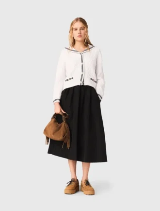 maxi-rok met contrasterende tailleband