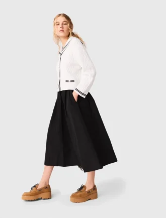 maxi-rok met contrasterende tailleband