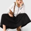 maxi-rok met contrasterende tailleband maxi-rok met contrasterende tailleband