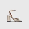 Metallic leren sandalen met hakken