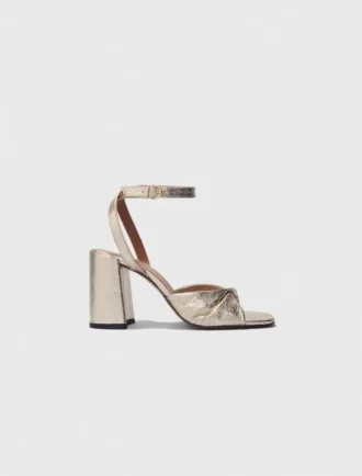 Metallic leren sandalen met hakken