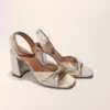 Metallic leren sandalen met hakken
