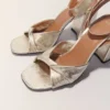 Metallic leren sandalen met hakken