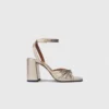 Metallic leren sandalen met hakken