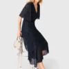 Midi-jurk met metallic ruches