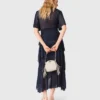 Midi-jurk met metallic ruches