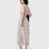 Midi-jurk met metallic ruches