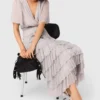 Midi-jurk met metallic ruches