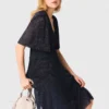 Midi-jurk met metallic ruches